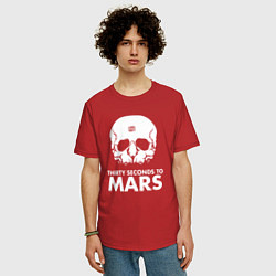 Футболка оверсайз мужская 30 Seconds to Mars белый череп, цвет: красный — фото 2