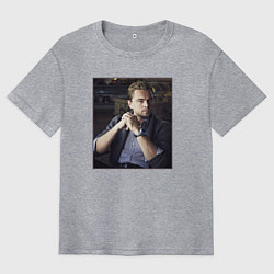 Мужская футболка оверсайз Леонардо Ди Каприо, фотопортрет