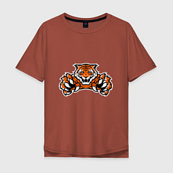Футболка оверсайз мужская Tiger - Warrior, цвет: кирпичный