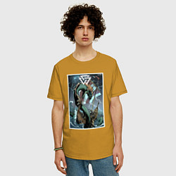 Футболка оверсайз мужская Ёрмунганд Морской змей, цвет: горчичный — фото 2