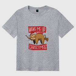 Футболка оверсайз мужская Wake me up when its Christmas, цвет: меланж
