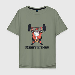 Футболка оверсайз мужская Merry Fitmas, цвет: авокадо