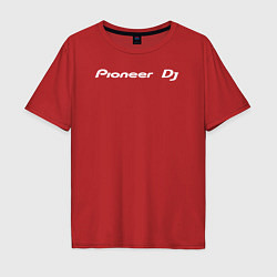 Футболка оверсайз мужская Pioneer DJ - Logo White, цвет: красный