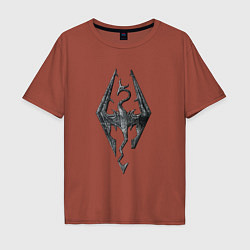 Футболка оверсайз мужская СКАЙРИМ ЛОГО SKYRIM LOGO, цвет: кирпичный