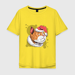 Футболка оверсайз мужская Christmas Cat, цвет: желтый