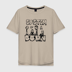 Футболка оверсайз мужская Карикатура на группу System of a Down, цвет: миндальный