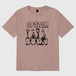 Футболка оверсайз мужская Карикатура на группу System of a Down, цвет: пыльно-розовый