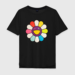 Футболка оверсайз мужская Цветок Мураками, цвет: черный