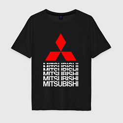 Футболка оверсайз мужская MITSUBISHI МИЦУБИСИ МИТСУБИСИ МИЦУБИШИ LOGO STYLE, цвет: черный