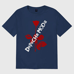 Мужская футболка оверсайз Depeche Mode красная роза