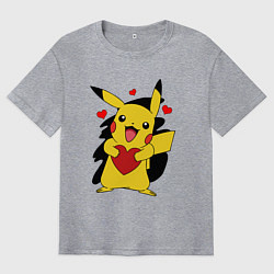 Мужская футболка оверсайз ПИКАЧУ И СЕРДЕЧКО POKENON PIKACHU LOVE