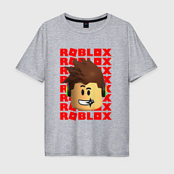 Футболка оверсайз мужская ROBLOX RED LOGO LEGO FACE, цвет: меланж