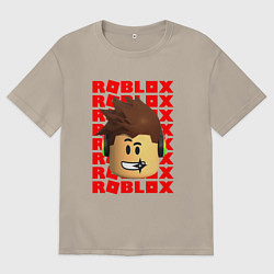 Мужская футболка оверсайз ROBLOX RED LOGO LEGO FACE