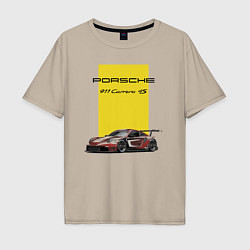 Футболка оверсайз мужская Porsche Carrera 4S Motorsport, цвет: миндальный