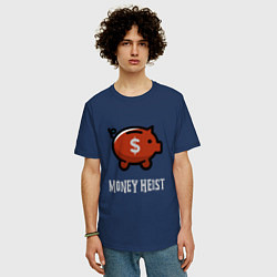 Футболка оверсайз мужская Money Heist Pig, цвет: тёмно-синий — фото 2