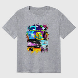 Мужская футболка оверсайз Geometry Dash: Pixel Logo