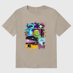 Мужская футболка оверсайз Geometry Dash: Pixel Logo