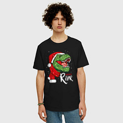 Футболка оверсайз мужская T-rex Merry Roar, цвет: черный — фото 2