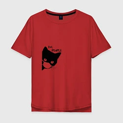 Футболка оверсайз мужская Кот в маске, цвет: красный