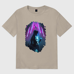 Футболка оверсайз мужская ДЖИНКС, ЛИГА ЛЕГЕНД ARCANE JINX, цвет: миндальный