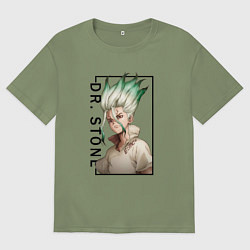 Футболка оверсайз мужская Доктор Стоун Сенку Ишигами, цвет: авокадо