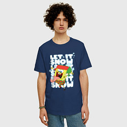 Футболка оверсайз мужская LET IT SNOW ГУБКА БОБ, цвет: тёмно-синий — фото 2