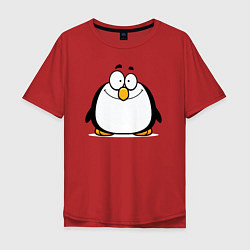 Футболка оверсайз мужская Глазастый пингвин, цвет: красный