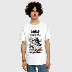 Футболка оверсайз мужская Beer & RocknRoll, цвет: белый — фото 2