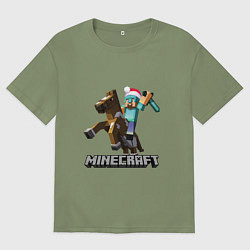 Футболка оверсайз мужская MINECRAFT НОВЫЙ ГОД 2022 МАЙНКРАФТ, цвет: авокадо