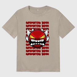 Мужская футболка оверсайз GEOMETRY DASH КРАСНЫЙ ОГНЕННЫЙ ДЕМОН