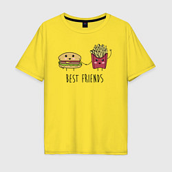 Футболка оверсайз мужская Hamburger and fries are best friends, цвет: желтый