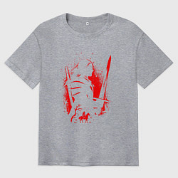 Мужская футболка оверсайз ВЕДЬМАК И ПЛОТВА, РУНЫ, БРЫЗГИ КРАСОК