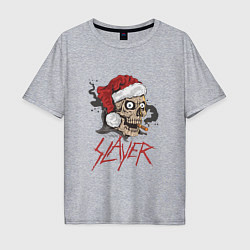 Футболка оверсайз мужская SLAYER SKULL SANTA NEW YEAR, цвет: меланж