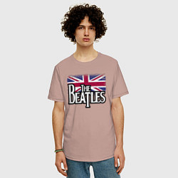 Футболка оверсайз мужская The Beatles Great Britain Битлз, цвет: пыльно-розовый — фото 2