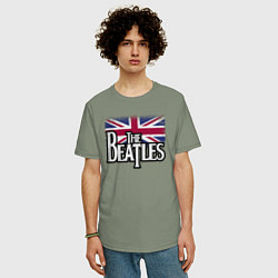 Футболка оверсайз мужская The Beatles Great Britain Битлз, цвет: авокадо — фото 2