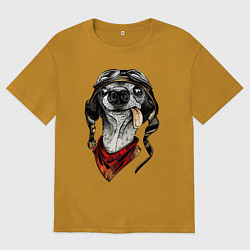 Футболка оверсайз мужская Biker dog, цвет: горчичный