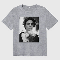 Футболка оверсайз мужская Timothee Chalamet с розами, цвет: меланж