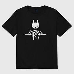 Футболка оверсайз мужская Stray: White Logo, цвет: черный