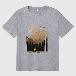 Мужская футболка оверсайз Туристический поход в лесу