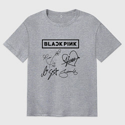 Мужская футболка оверсайз BLACKPINK АВТОГРАФЫ ЧЁРНЫЙ БЛЭКПИНК