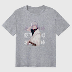 Футболка оверсайз мужская Гинтама Gintama, Гинтоки Саката Gintoki Sakata, цвет: меланж
