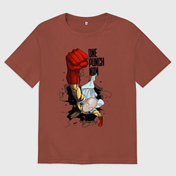 Футболка оверсайз мужская Saitama One Punch, цвет: кирпичный