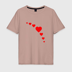Мужская футболка оверсайз Сердечки для любви