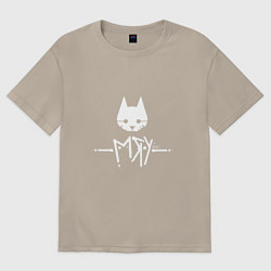 Футболка оверсайз мужская Stray: Мяу, цвет: миндальный