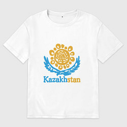 Футболка оверсайз мужская Казахстан - Kazakhstan, цвет: белый