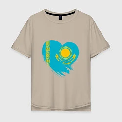 Футболка оверсайз мужская Сердце - Казахстан, цвет: миндальный