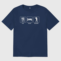 Мужская футболка оверсайз Ешь Спи Боксируй