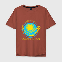 Футболка оверсайз мужская Сделано в Казахстане, цвет: кирпичный