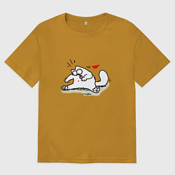 Мужская футболка оверсайз Кот Саймон Сердечко Love