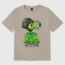Футболка оверсайз мужская Plants vs Zombies Горохомёт, цвет: миндальный